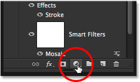 Clicking the New Fill or Adjustment Layer icon in the Layers panel. Image © 2014 Photoshop Essentials.com.