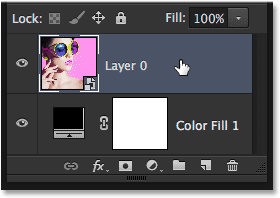 Clicking on Layer 0 to select it. Image © 2014 Photoshop Essentials.com.