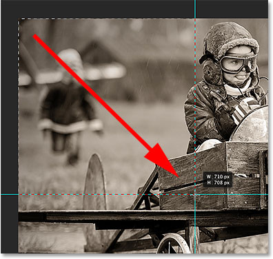 Drawing a rectangular selection around the top left section. Image © 2014 Photoshop Essentials.com