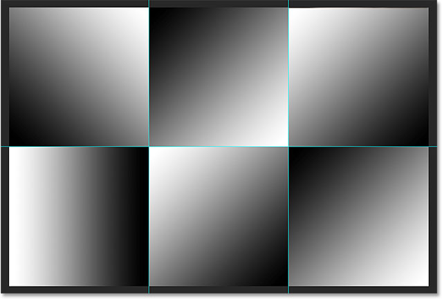 A black to white gradient appears in each section of the image. Image © 2014 Photoshop Essentials.com