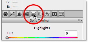 Opening the Split Toning tab in the Camera Raw Filter. Image © 2014 Photoshop Essentials.com