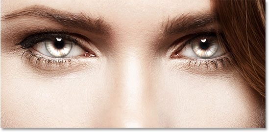 A close-up view of the radial zoom enhanced eyes effect. Image © 2011 Photoshop Essentials.com.