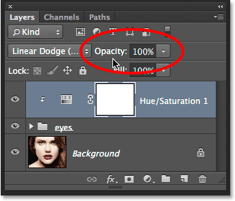 The layer Opacity option in the Layers panel. Image © 2011 Photoshop Essentials.com.