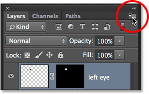 Clicking the menu icon in the Layers panel. Image © 2014 Photoshop Essentials.com.