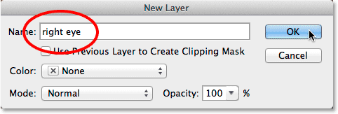 Naming the new layer. Image © 2014 Photoshop Essentials.com.