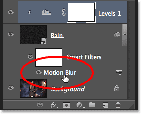Double-clicking the Motion Blur Smart Filter. Image © 2013 Photoshop Essentials.com