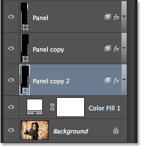 Selecting the bottom-most Panel layer. Image © 2014 Photoshop Essentials.com.
