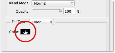 Clicking the color swatch for the stroke. Image © 2014 Photoshop Essentials.com.