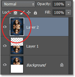 The two original layers have been merged onto Layer 2. Image © 2013 Photoshop Essentials.com