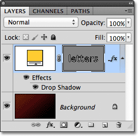 The Layers panel showing the Type layer converted to a Shape layer. Image © 2011 Photoshop Essentials.com.