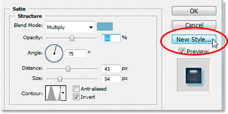 Adobe Photoshop Text Effects: Click the 'New Style' button on the right