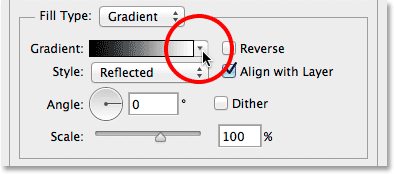 Clicking the arrow beside the gradient preview bar. 