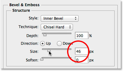 Increasing the Size value for the Bevel and Emboss layer style. 