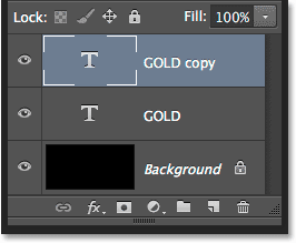 The Layers panel showing the copy of the Type layer. 