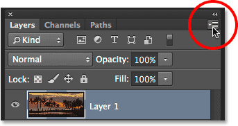 Clicking the menu icon in the top right of the Layers panel. 