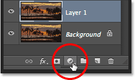 Clicking the New Fill or Adjustment Layer icon in the Layers panel. 