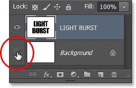 Clicking again on the Background layer's visibility icon. Image © 2013 Photoshop Essentials.com