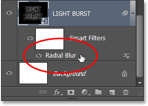 Re-opening the Radial Blur Smart Filter in the Layers panel. Image © 2013 Photoshop Essentials.com