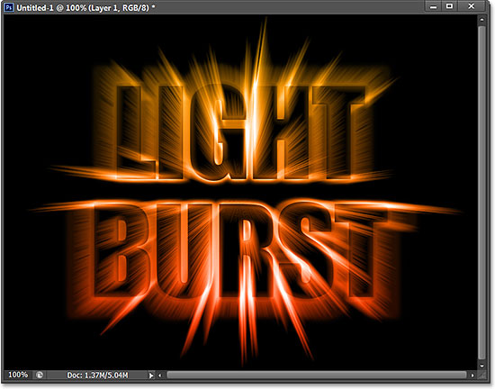 A colorful light burst text effect created with Photoshop CS6