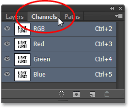 Switching to the Channels panel in Photoshop CS6. Image © 2013 Photoshop Essentials.com