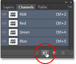Clicking the Save Selection As Channel icon. Image © 2013 Photoshop Essentials.com