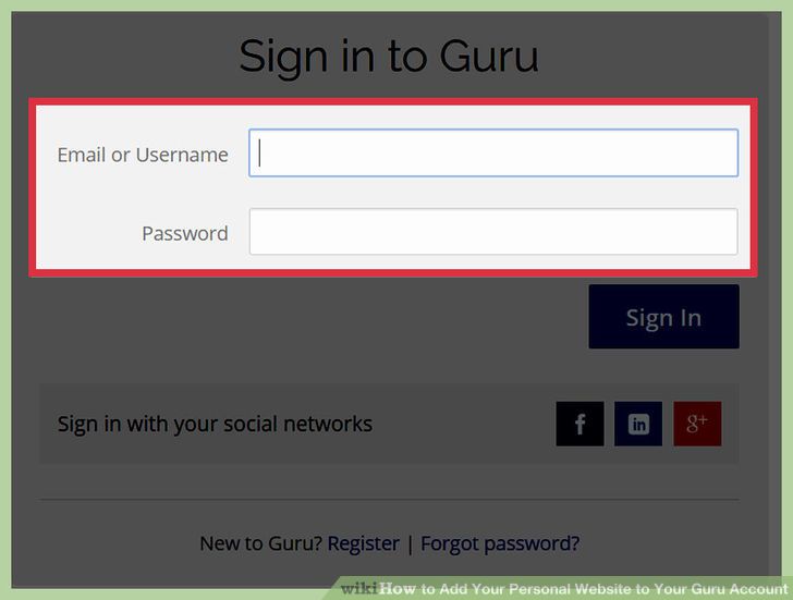 Image titled Add Your Personal Website to Your Guru Account Step 2