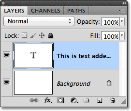 A Type layer in the Layers panel in Photoshop. Image © 2011 Photoshop Essentials.com
