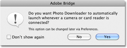 Launch Photo Downloader automatically. Image © 2010 Photoshop Essentials.com.