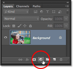 Clicking the New Adjustment Layer icon in the Layers panel. 