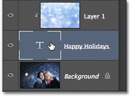 Selecting the Type layer in the Layers panel. Image © 2012 Photoshop Essentials.com