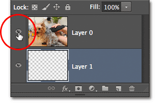Clicking the layer visibility icon in the Layers panel. Image © 2012 Photoshop Essentials.com