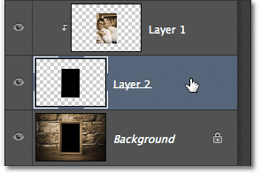 Selecting Layer 2 in the Layers panel. Image © 2012 Photoshop Essentials.com