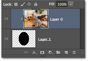 The Layers panel showing the clipping mask. Image © 2012 Photoshop Essentials.com