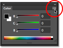 Clicking the menu icon in the Color panel. 