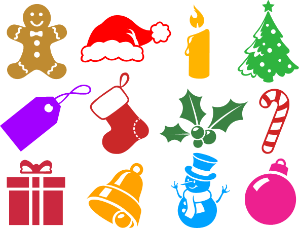 Adobe Photoshop tutorial image: Holiday-themed custom shapes.