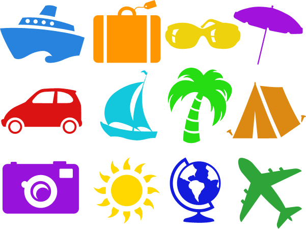 Adobe Photoshop tutorial image: Vacation-themed custom shapes.