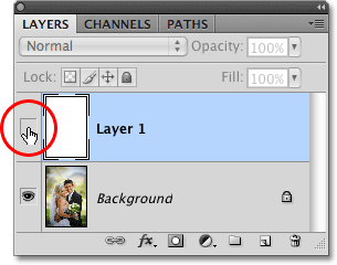 The Layer Visibility icon in Photoshop CS4. Image © 2009 Photoshop Essentials.com
