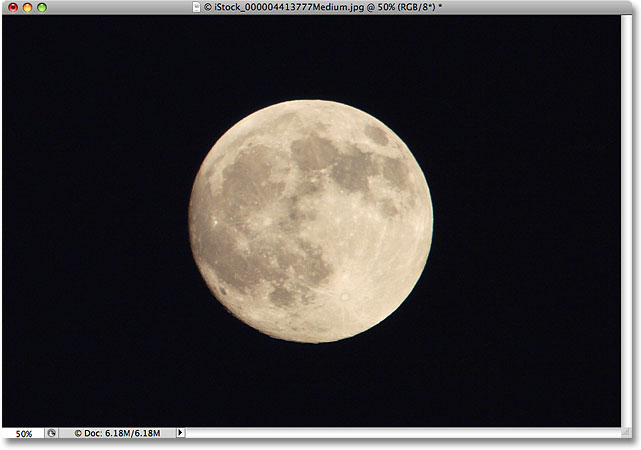A photo of the moon. Image licensed by iStockphoto by Photoshop Essentials.com
