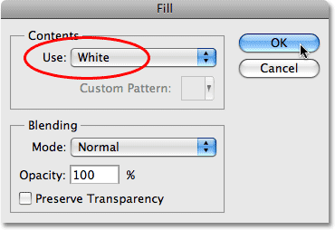 The Fill dialog box in Photoshop. Image © 2009 Photoshop Essentials.com