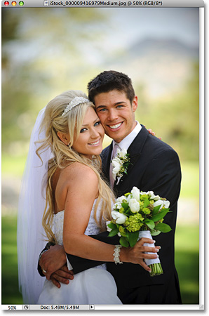 Wedding bride and groom photo. Image licensed from iStockphoto by Photoshop Essentials.com
