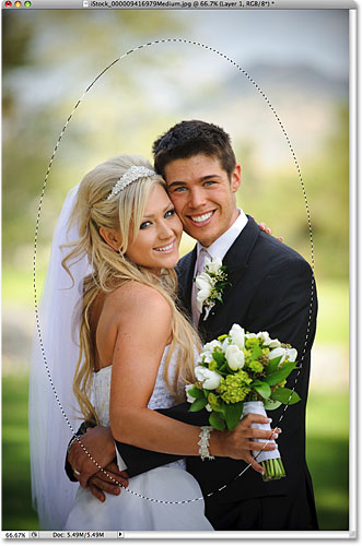 The wedding couple is now selected. Image © 2009 Photoshop Essentials.com