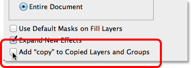 Photoshop adding the word copy to the end of layer names. Image © 2014 Steve Patterson, Photoshop Essentials.com