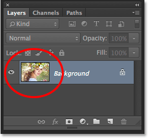 The preview thumbnail in the Layers panel. Image © 2014 Steve Patterson, Photoshop Essentials.com