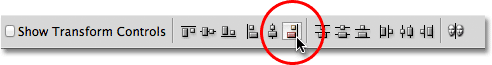 The Align Right Edges option in the Options Bar in Photoshop. Image © 2011 Photoshop Essentials.com