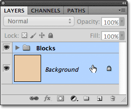 Selecting the layer group and the Background layer at once. Image © 2011 Photoshop Essentials.com