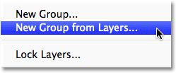 Choosing New Group from Layers from the Layers panel menu. Image © 2011 Photoshop Essentials.com