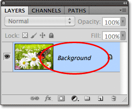 The Layers panel showing the name of the layer. Image © 2011 Photoshop Essentials.com