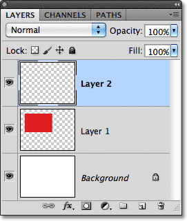 Layer 2 is added in the Layers panel in Photoshop. Image © 2011 Photoshop Essentials.com