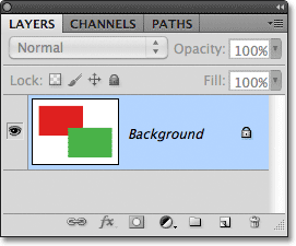 The Background layer in the Layers panel in Photoshop. Image © 2011 Photoshop Essentials.com