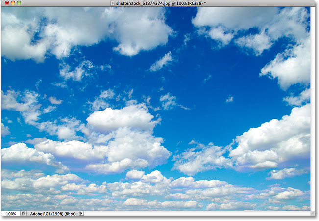 A photo of clouds. Image licensed from Shutterstock by Photoshop Essentials.com